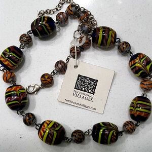 Art Glass Necklace Boho India